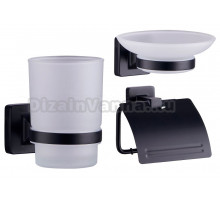 Набор Мыльница Fashun A26 A2602-7 черный + Стакан A26-7 A2606-7 черный + Держатель A2603-7 черный