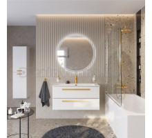 Мебель для ванной комнаты Cezares Eco Cer-N 100 bianco opaco, раковина Eco 100, ручки сатиновое золото