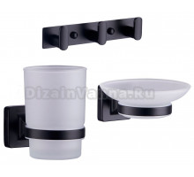 Набор Мыльница Fashun A26 A2602-7 черный + Стакан A26-7 A2606-7 черный + Крючок A2615-3-7 черный