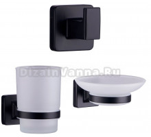 Набор Мыльница Fashun A26 A2602-7 черный + Стакан A26-7 A2606-7 черный + Крючок A2605-1-7 черный