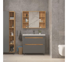 Мебель для ванной комнаты SanStar Diva 100 дуб вотан, графит софт, раковина Миранда 100