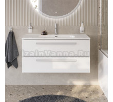 Тумба с раковиной Cezares Eco Cer-N 100 bianco opaco, раковина Duet 100, ручки сатин