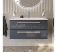 Тумба с раковиной Cezares Eco Cer-N 100 grafito, раковина Eco 100, ручки серые