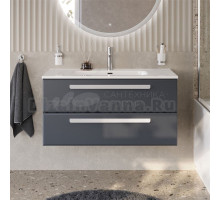 Тумба с раковиной Cezares Eco Cer-N 100 grafito, раковина Duet 100, ручки сатин