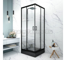 Душевой уголок МЕТАКАМ Universal Black 80x80x195 см, профиль черный, текстурированное стекло