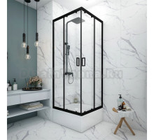 Душевой уголок МЕТАКАМ Universal Black 90x90x185 см, профиль черный, прозрачное стекло