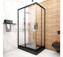 Душевой уголок МЕТАКАМ Universal PRO Black 120x80x195 см, профиль черный, прозрачное стекло
