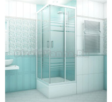 Душевой уголок МЕТАКАМ Universal 90x90x185 см, профиль белый, текстурированное стекло