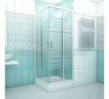 Душевой уголок МЕТАКАМ Universal 80x80x185 см, профиль белый, текстурированное стекло