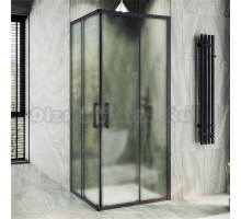Душевой уголок Maybahglass MGY-1330-6 100х100 см, профиль матовый черный, стекло сатин