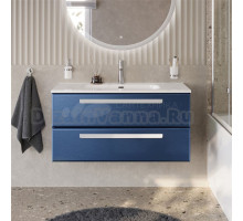 Тумба с раковиной Cezares Eco Cer-N 100 sapfiro, раковина Duet 100, ручки сатин