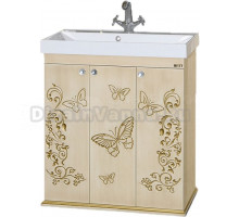 Тумба под раковину без столешницы Misty Бабочка 75 бежевая, патина