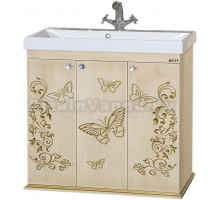 Тумба под раковину без столешницы Misty Бабочка 90 бежевая, патина