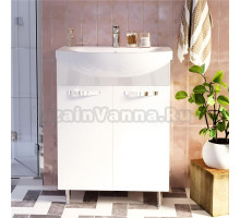 Тумба под раковину без столешницы 1MarKa Вита 65Н с 2 дверцами, белый глянец