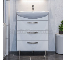Тумба под раковину без столешницы 1MarKa Вита 65Н с 3 ящиками, белый глянец