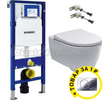 Комплект Унитаз подвесной Geberit iCon крышка 574130000 с микролифтом + Комплект крепления для инсталляций Geberit Duofix 111.815.00.1 к стене + Сист