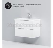 Тумба с раковиной AM.PM Gem 75 с 2 ящиками со смесителем подвесная, белый глянец