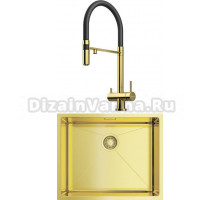 Комплект Мойка Omoikiri Taki 54-U/IF-LG светлое золото + Смеситель Kanto PVD-LG с гибким изливом