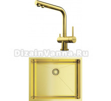 Комплект Мойка Omoikiri Taki 54-U/IF-LG светлое золото + Смеситель Nagano PVD-G светлое золото