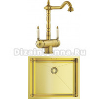 Комплект Мойка Omoikiri Taki 54-U/IF-LG светлое золото + Смеситель Amagasaki A античная латунь
