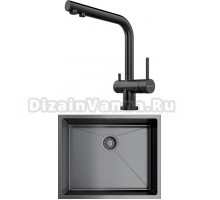Комплект Мойка Omoikiri Taki 54-U/IF GM вороненая сталь + Смеситель Nagano PVD-GM вороненая сталь