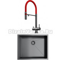 Комплект Мойка Omoikiri Taki 54-U/IF GM вороненая сталь + Смеситель Kanto PVD-GM с гибким изливом