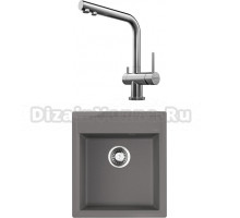 Комплект Мойка Omoikiri Daisen 46-GR leningrad grey + Смеситель Nagano BN нержавеющая сталь