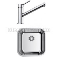 Комплект Мойка Omoikiri Omi 44-U/IF-IN Quadro нержавеющая сталь + Смеситель Blanco Kano 521502