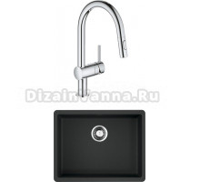 Комплект Мойка Omoikiri Kata 54-U-BL черная + Смеситель Grohe Minta 32321002