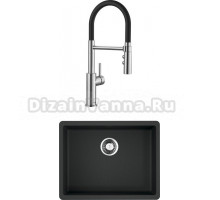 Комплект Мойка Omoikiri Kata 54-U-BL черная + Смеситель Blanco Catris-S Flexo 525792 с гибким изливом