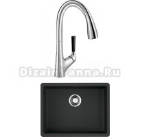 Комплект Мойка Omoikiri Kata 54-U-BL черная + Смеситель Jacob Delafon Malleco E562-CP