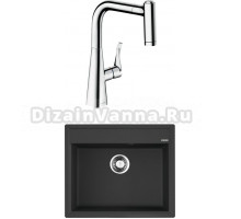 Комплект Мойка Omoikiri Daisen 60-BL черная + Смеситель Hansgrohe Metris M71 14834000 хром