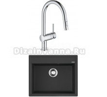Комплект Мойка Omoikiri Daisen 60-BL черная + Смеситель Grohe Minta 32321002