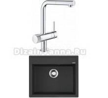 Комплект Мойка Omoikiri Daisen 60-BL черная + Смеситель Grohe Blue Pure Minta 31721000