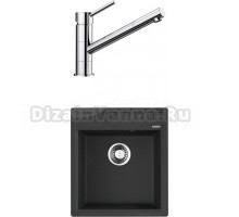 Комплект Мойка Omoikiri Daisen 46-BL черная + Смеситель Blanco Kano 521502