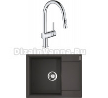 Комплект Мойка Omoikiri Daisen 65 черная + Смеситель Grohe Minta 32321002