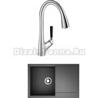 Комплект Мойка Omoikiri Daisen 78-BL черная + Смеситель Jacob Delafon Malleco E562-CP