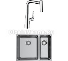 Комплект Мойка Omoikiri TADZAVA 58-2-U/IF L + Смеситель Hansgrohe Metris M71 14834000 хром