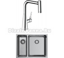 Комплект Мойка Omoikiri TADZAVA 58-2-U/IF R + Смеситель Hansgrohe Metris M71 14834000 хром