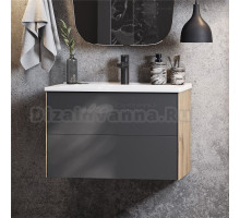 Тумба под раковину без столешницы AQUATON Сохо 75 дуб веллингтон, графит софт
