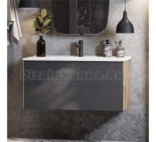 Тумба под раковину без столешницы AQUATON Сохо 100 дуб веллингтон, графит софт