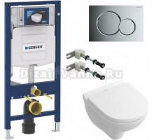 Комплект Унитаз подвесной Villeroy & Boch O.Novo O.novo 5688 H1 01 + Кнопка Geberit Sigma 01 115.770.21.5 хром + Крепления Duofix 111.815.00.1 к стене + Инсталляция UP 320 111.300.00.5