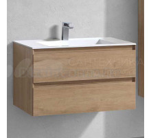 Тумба под раковину без столешницы Vincea Luka 80 подвесная, 2 ящика, натуральный дуб