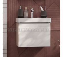 Тумба под раковину без столешницы AQUATON Асти 55 белая глянцевая, ясень шимо