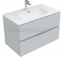 Тумба под раковину без столешницы Aquanet Алвита 80 подвесная, серая, 2 ящика