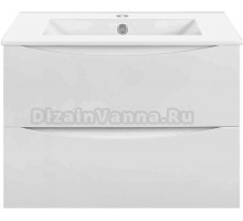 Тумба под раковину без столешницы Vincea Mia Slim 60, подвесная, 2 ящика, белая глянцевая