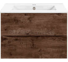 Тумба под раковину без столешницы Vincea Mia Slim 60, подвесная, 2 ящика, темное дерево