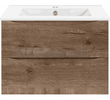 Тумба под раковину без столешницы Vincea Mia Slim 60, подвесная, 2 ящика, дуб винтаж