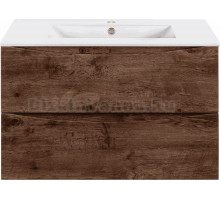 Тумба под раковину без столешницы Vincea Mia Slim 80, подвесная, 2 ящика, темное дерево