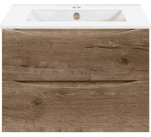 Тумба под раковину без столешницы Vincea Mia Slim 70, подвесная, 2 ящика, дуб винтаж